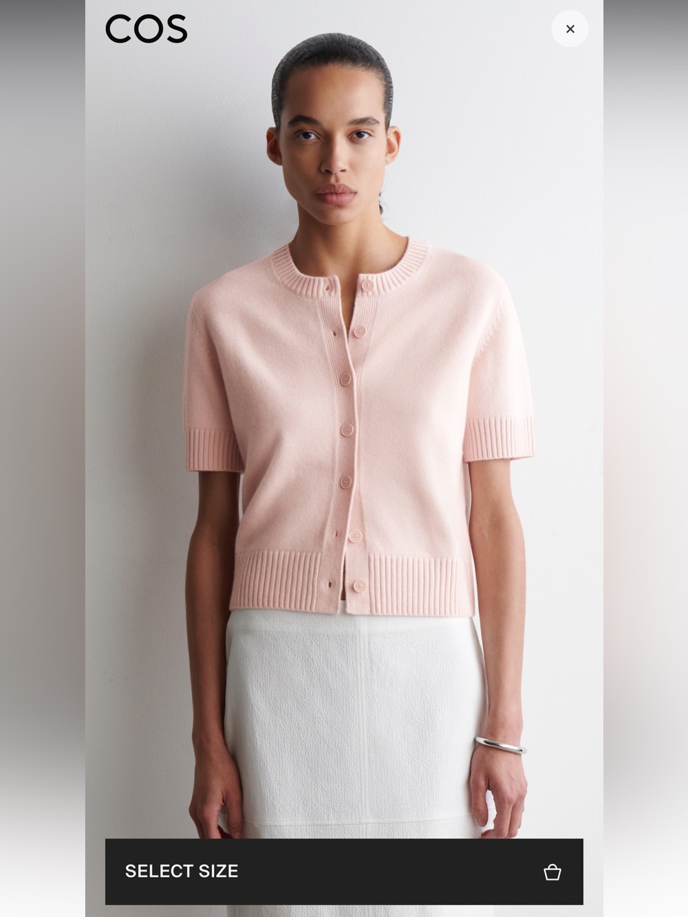 COS Pale Pink Merino Wool Button Cardigan size Small